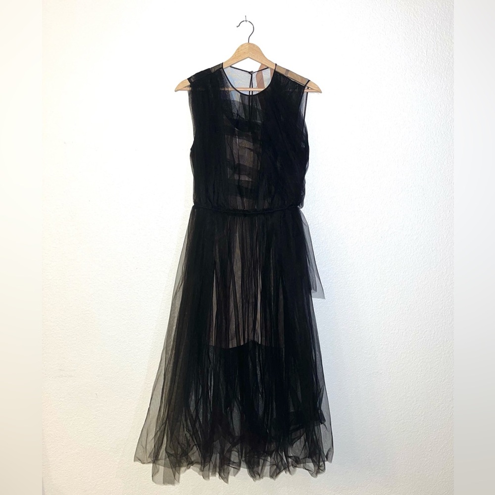 N°21 verdana draped pleated tulle dress in black